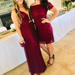 Deep v leg slit dress